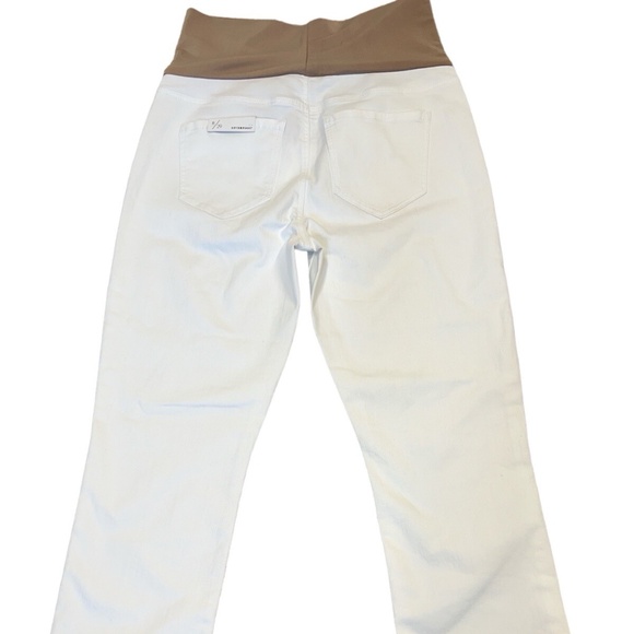 Liverpool Maternity Jeans 8 White Crop Over Belly Straight Rolled Leg Stretch - Picture 3 of 16